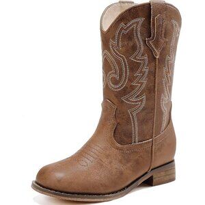 🆕Kids Brown Boots Glitter Toddler Little Big Mid Calf Western Riding Shoes